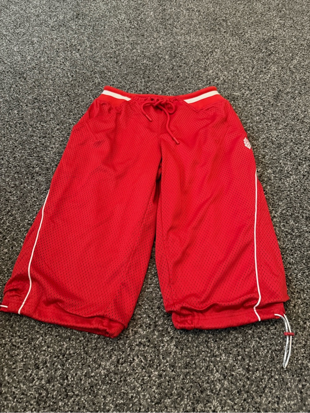 FP Movement by Free People Red Mesh Athletic Shorts with White Piping